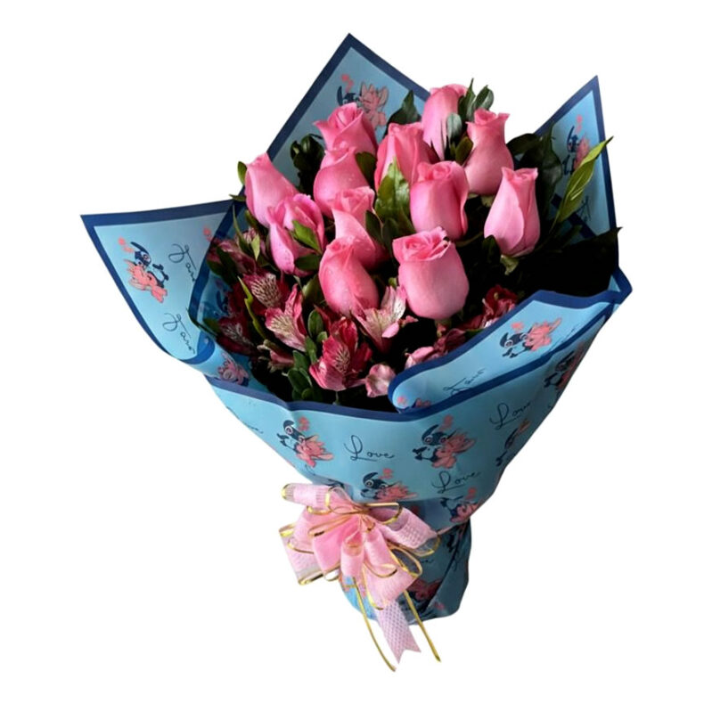 Ramo-12-rosas-rosadas-stich Ramo Stitch 12 Rosas Rosadas